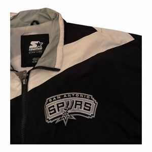 San Antonio Spurs Jacket Mens XL Black White Gray Starter NBA Windbreaker Retro